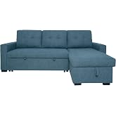 MUEBLIX.COM - Ojuel 3 Seater Chaiselongue Sofa, Interchangeable Chaiselong, Padded Seats and Backrest, Chaise Lounge Sofa Bed