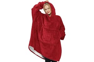 HUAYOUTE Hoodie Decke Blanket Hoodie oversized Sweatshirt hoodie, Extra Weich, Warm, Bequem, Übergroße Sweatshirt Decke für Erwachsene, Männer, Frauen, Einheitsgröße Kapuzendecke mit Ärmeln und Tasche