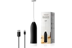 JOQINEER Montalatte palmare, montalatte ricaricabile tramite USB, montalatte palmare regolabile per cappuccini, cioccolata calda, frullati, mix di uova