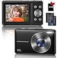 Umipyiza Digital Camera Compact Camera with 32GB Card, 44MP 1080P HD Camera 2.4 Inch LCD 16X Digital Zoom Rechargeable Digital Camera for Children, Teenagers, Beginners, Boys, Girls (Black)