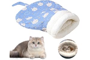 Hojalis Cat Sleeping Bag, Soft Comfortable Cat Winter Sleeping Bag for Indoor Cats, 360° wrap Comfortable Pet Snuggle Sack, Self Warming Pet Bed for Cats and Small Dogs Up to 12 lbs (Blue)