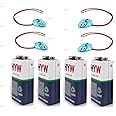 High Power 9v Battery with Connectors/Snappers Combo, Long Lasting Batteries Hi-Watt- Pack of 4 Pairs Hw Battery