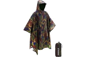 TOMSHOO Regenponcho Regenjacke Unisex, 3 in 1 Mehrzweck Regenmantel Camping Zelt und Decke mit Aufbewahrungstasche, Längere Krempe Regencape Wasserdicht für Camping, Wandern und mehr