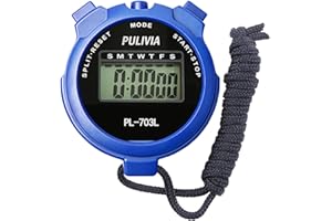 PULIVIA Cronómetro Deportivo con cronómetro Digital de Memoria Dividida, Temporizador de Cuenta Regresiva, Calendario de Reloj de 12/24 Horas con Alarma, Pantalla Grande Resistente al Agua (PL-703L)