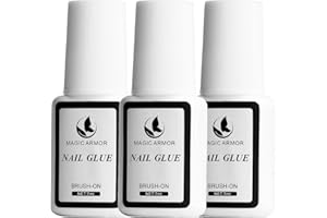 MAGIC ARMOR 3 Flaschen Nagelkleber mit Pinsel 7ml, Nagelkleber für kunstnägel extra stark Nagelkleber für tips zum Reparieren von eingerissenen Naturnägeln Professionelle Nagelkleber Salon Quality