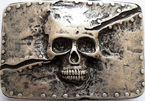 Gürtelschließe Gürtelschnalle - Skull - Totenkopf - massiv gearbeitet - für 3,8 bis 4 cm breite Bänder