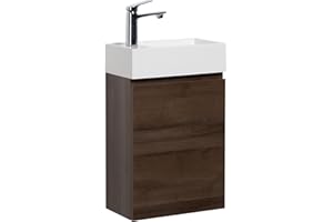 BADPLAATS B.V. WC Badmöbel Angela 40x22 cm Braun Eiche - Schrank Waschbecken Badezimmer Toilette