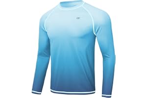 Huayuzh Mens Swim Top Rash Guard Long Sleeve UPF 50+ Quick Dry Breathable Running Sport UV Sun Protection Swimming Shirts