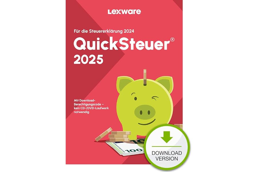 QuickSteuer 2025 (für Steuerjahr 2024) Private und gewerbliche Steuererklärung PC Aktivierungscode per Email