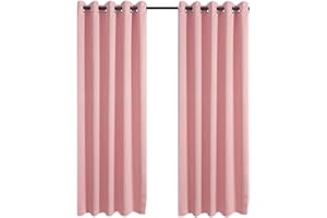 CHARKHAH Thermal Insulated Window Semi Blackout Curtains for Bedroom Living Room Ultra Soft Energy Saving Fabric with Eyelets Ring top and Pair of Curtain (Blush Pink, 46" Wide x 72" Drop)