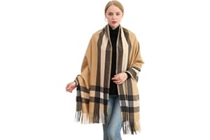 Longwu Donna Morbida sciarpa in lana di cashmere Grande scalda Pashminas e avvolgente coperta con stola calda