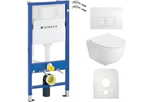 Lavita Duofix Basic Elemento a parete + Lavita WC a scarico profondo Dalia Bianco senza bordo + Sedile WC con chiusura automatica + Pannello di comando Delta 25 Pulsante bianco Set completo