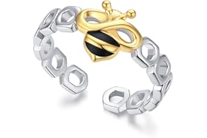 ECHOOY Women Ring S925 Sterling Silver Adjustable Horseshoe/Bee/Sunflower/Moonstone/Opal Thumb Hug Ring for Women Girls Teen Mother's Day