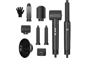 ‎UKLISS Airstyler 7 in 1,UKLISS 1400w Hairstyler Warmluftbürste, 30mm Air Lockenstab, 3 Temperaturanpassungen Haarstyler, Ionen Föhnbürste Set, zum Trocknen, Locken, Glätten der Haare