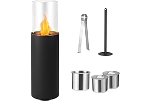 MusyVocay Caminetto a Bioetanolo da Terra, Rotondo per Caminetto a Bioetanolo per Interni ed Esterni, Stufa da Tavolo, Riscaldamento con Più di 4 Ore di Combustione, Camino da Pavimento