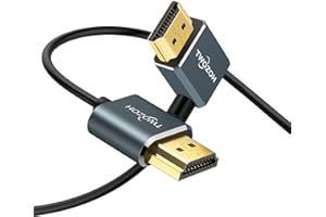 Twozoh ultracienki kabel HDMI do HDMI lewy kąt 90° 5M, ultracienki i smukły kabel HDMI obsługuje 3D/4K przy 60 Hz