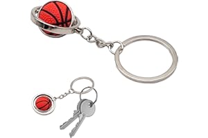 Leddy Living Llavero de bolsillo con pelota de baloncesto giratorio, accesorio deportivo con anillo porta llaves, idea de regalo original para hombre y mujer, perfecto para coche, moto y mochila