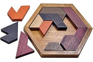 Kirdume Casse-tête en Bois, Hexagon Puzzles Jeux de réflexion, Jeu de société éducatif Amusant Montessori Jouets d'apprentissage pour garçons Filles Adultes