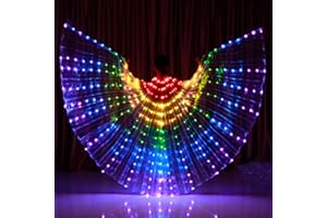 Fulluky Alas de Mariposa de Hadas para Adultos, Luces LED Alas de ISIS para Danza del Vientre con Varilla Extensible, Ropa Luminosa de Rendimiento para Halloween y Fiestas de Navidad (Colorido)