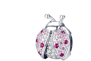YIRONG JEWELRY Ciondolo a forma di coccinella, ideale per un regalo di compleanno, compatibile con braccialetti Pandora, in argento Sterling 925