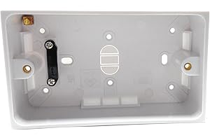 DRUT 1pcs. Dual 2 Gang Surface Mount Back Box Pattress Box (47mm Deep) Fitted With Earth Terminals, White