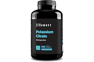 Potassium Citrate 2105 mg per Serving (800 mg Elemental Potassium in 2 Capsules) – 180 Vegan Capsules for 3 Months – Muscle, Nerve and Blood Pressure Support – No Additives – Zenement