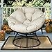 Produktbild Deluxe 360 Swivel Papasan Sessel mit weichem Kissen, Outdoor Terrasse Drehstuhl Glider Rocken, Lounge Chair, tief Platz Mond Stuhl, Massiv Twill-Gewebe orange Kissen (beige)