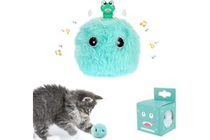 PUPPBUDD Gatto Palla con suoni di uccello, Giocattolo Giochi per Gatto con Erba Gatta, Palline Interattive per Gatti Peluche Blu