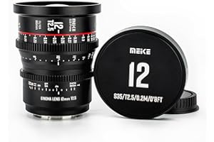 MEKE Objectif de cinéma T2.5 Super 35 Prime 12 mm à mise au point manuelle pour caméra de cinéma à monture EF compatible avec C200 C300 II, RED Komodo, BMPCC 6K, Z CAM E2-S6 BMPCC6K Pro