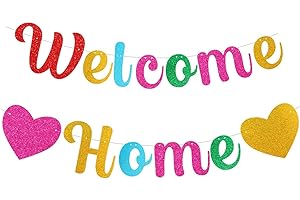 YQ-BEST Welcome Home Decorations, Colorful Glitter Welcome Home Banner Bunting for Welcome Back Welcome Home Baby Shower Party Supplies Multicolor