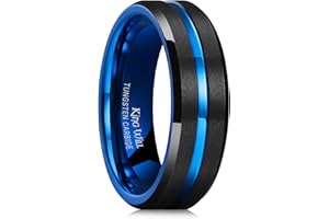 King Will CLASSIC Silver/Black/Gold/Blue/Brown/Rose Gold Groove 6mm 7mm 8mm High Polish/Matte Finish Men's Tungsten Ring Wedding Band Comfort Fit