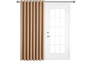 AMEHA Eyelet Blackout Curtains for Living Room 66 X 84 Inch Super Soft Thermal Insulated Beige Ring Top Darkening Curtains Single Panel with Tieback