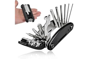 DWFEYOI Kit Riparazione con Chiave a Brugola e Bussola, Portatile Colore Nero,Set di Chiavi Multiuso per Bicicletta 16-in-1, Formato Tascabile, Bici Corsa o Mountain Bike, Cacciavite Croce o Testa Piatta