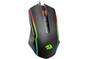 Redragon Gaming Mouse, RGB Gaming Mouse Wired with 9 Programmable Macro Buttons, Chroma RGB Backlit, 8000 DPI Adjustable, PC Gaming Mice with Fire Button for Windows/Mac, Black, M910-K