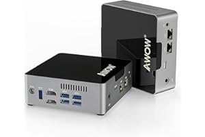 AWOW Mini PC Desktop Computer Celeron N3450 Wi-10 6 GB DDR4 128 GB SSD/Burst Frequenza 2.2GHz/Dual LAN/2.4G+5G Dual Band WiFi 4K/Bluetooth/HDMI/5 USB3.0 Porte Micro PC