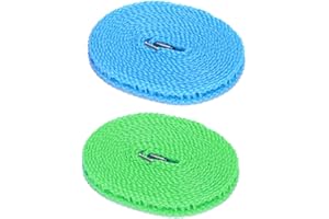 XINGSUI 2 Piezas de tendedero a Prueba de Viento, tendedero de Nailon, tendedero de Viaje portátil, Utilizado para Perchas para Acampar en Interiores y Exteriores (Azul, Verde, 5 m)