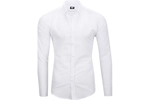 Kayhan Chemisette Homme Chemise Manches Longues Slim Fit Business Classe Casual Repassage Facile Coton Modell - Uni S-6XL
