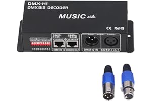 HAOFY Controlador DMX 512 de 4 Canales, Decodificador DMX de 12 V-24 V, Controlador de Atenuación LED RGB para Tira de Luz LED (8A por canal)