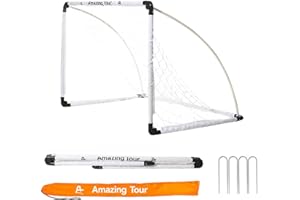 AMAZING TOUR Football Goal Pop Up, Football Goals Posts Foldable Garden Goals Soccer Sport Games Training Practice Set for 3-11 Year Old Children, White