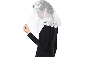 BEAUTELICATE Voile D'église Mantille Catholique Foulard Étole En Dentelle Pour Messe Latin Prier Chapelle Ceremonie Mariage Noire Blanc Casse D Forme V105