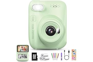 LETSHAHA Appareil Photo Enfant Instantanée,3,0 Pouces 1080P Appareil Photo Numérique Enfant avec Papier d'impression & Carte TF 32G, Stylo 5 Couleurs,Cadeau pour Filles Garçons de 3-10 Ans