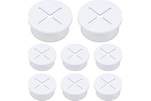 THETAG Przepusty kablowe z tworzywa sztucznego, elastyczny przepust kablowy, 8 sztuk, 25 mm, białe, przepusty kablowe, osłona na biurko, biurko komputerowe, blaty robocze, meble