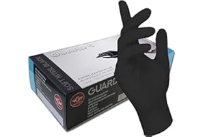 200 Stck - Einweghandschuhe von GUARD 5 - Schwarze Nitril-Handschuhe puderfreie Tätowierhandschuhe Kochhandschuhe (10 / XL)
