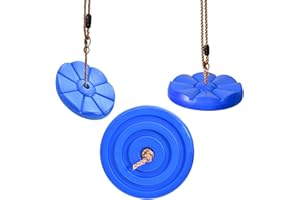 IFOYO Tree Swing Disc - 220lbs/100kg Steel Rope Heavy-Duty Round Swing Disc for Kids, Weatherproof Outdoor Swings Seat with Reinforced Stitching for Backyard/Playground (Ages 3-10, Blue)