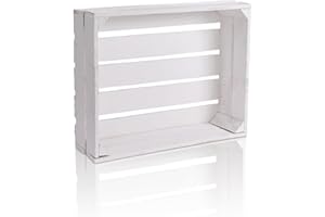 CHICCIE Holzkiste im weißen Vintage Look - 50x40x15cm Einzelkiste Weiß - Obstkiste Weinkiste