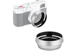 JJC Silver Dedicated Lens Adapter and Hood for Fujifilm Finepix X100VI, X100V, X100F, X100T, X100S, X100, X70 (LH-JX100 Silver)