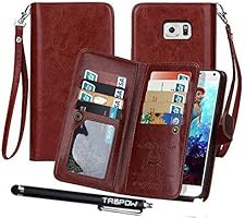 Galaxy Note 5 Case, Note 5 Case, TabPow [Wallet Case] 9 Card Holder [Detachable Wallet Folio] PU Leather Flip Case For Samsung Galaxy Note 5 Brown
