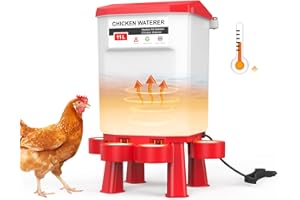 DEZHXHE Automatic Chicken Water Heater Heated Poultry Drinker, Detachable Legs,Winter and Summer Dual-use, Poultry Water Heater for Chicken Turkey Goose Duck Pigeon - Red 11L