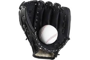 Wonninek Baseball Handschuhe, Softball Handschuhe mit Einem Ball, PU-Leder Erwachsenen Baseball Training Wettbewerb Handschuh Verdicken Dauerhaft Softballhandschuhe für Kinder Erwachsene