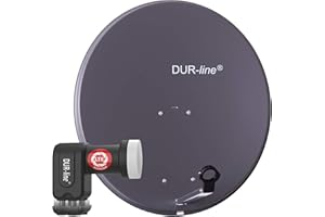 DUR-line MDA 80 Anthrazit - Digiatale 4 Teilnehmer Satellitenschüssel Komplett-Anlage mit +Ultra Quad - LNB [Camping, Astra 19,2°, DVB-S/S2, Full HD, 4K, 3D]